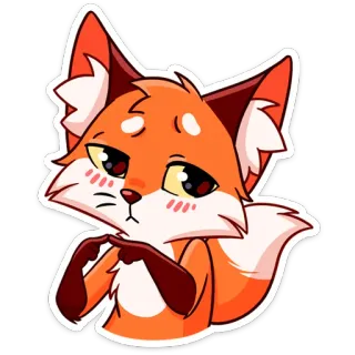 ☺️ f0367010 狐狸, 卡通, 动物, 可爱, 卡哇伊, 橙色, 贴纸 telegram sticker