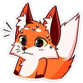 😳 f6be4410 狐狸, 贴纸, 动物, 可爱, 橙色, 汗 telegram sticker