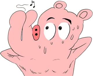 🎵 32095b17 猪, 卡通, 汗, 动物, 角色 telegram sticker