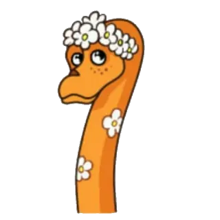 😰 0b250484 卡通, 动物, 橙色, 花, 可爱, 恐龙, 头 telegram sticker