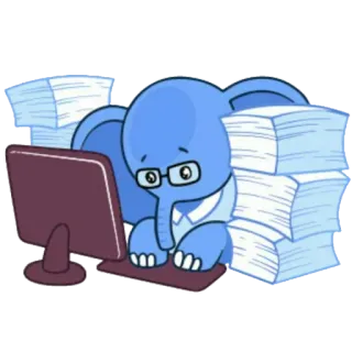 😶 76166122 大象, 电脑, 工作, 忙碌, 办公室, 文书工作, 眼镜 telegram sticker