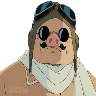 😟 9944c517 Porco Rosso พอร์โค รอสโซ, จิบลิ, หมู, อนิเมะ, นักบิน, การ์ตูน telegram sticker