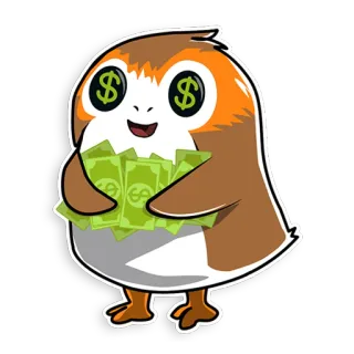 🤑 5913046c Porg Star Wars 포그, 스타워즈, 돈, 달러, 귀여운, 동물 telegram sticker