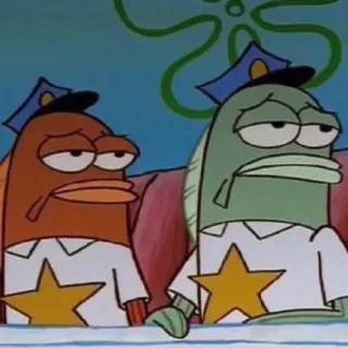 😒 824c7da4 cá, bọt biển, cảnh sát, hoạt hình, cảnh sát whatsapp sticker