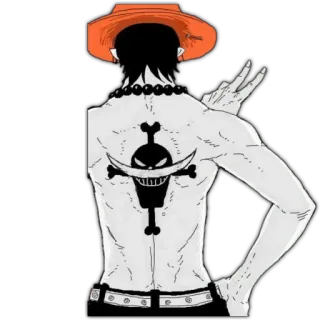 ✌️ 2288588f Ace One Piece 动漫, 漫画, 海贼王, 艾斯, 海盗, 骷髅, 纹身 telegram sticker