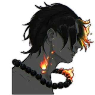 🙂 70382eb1 Ace One Piece 动漫, 火焰, 项链, 肖像, 角色 telegram sticker