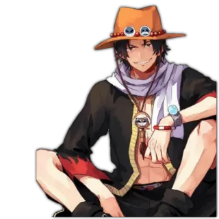 😄 7dd36a90 Ace One Piece 艾斯, 海贼王, 动漫, 卡通, 海盗 telegram sticker