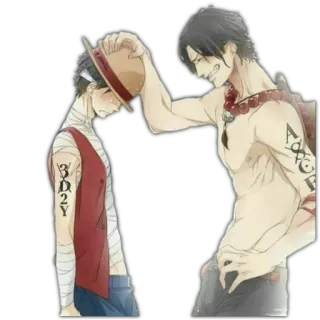 ❣ 9737fef9 Ace One Piece 动漫, 海贼王, 兄弟, 路飞, 艾斯, 漫画 telegram sticker