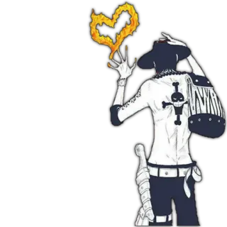 ❤️ d7f4c062 Portgas D. Ace One Piece 海贼王, 波特卡斯·D·艾斯, 动漫, 漫画, 海盗, 火焰, 骷髅, 心 telegram sticker