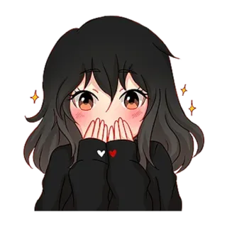 🙊 65c9cbda Anime Mädchen, süß, kawaii, Cartoon, Sticker, Herz telegram sticker