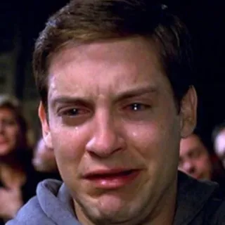 😢 531b4b14 Peter Parker Spider-Man smutny, płacz, Meme, Tobey Maguire, Spider-Man telegram sticker