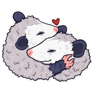♥️ 66233ef1 Opossum, Cinta, Hati, Lucu, Binatang, Kartun whatsapp sticker