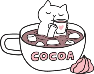 ☕️ 8dd3790b COCOA 可可, 热巧克力, 猫, 棉花糖, 饮品, 可爱 telegram sticker