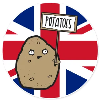 🇬🇧 2cc9af8c POTATOES batata, comida, engraçado, Reino Unido, placa whatsapp sticker
