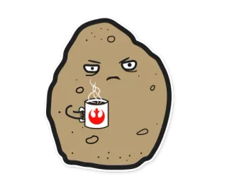 😴 eb95344a batata, aliança rebelde, star wars, café, caneca, desenho animado, engraçado, bravo whatsapp sticker