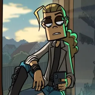 📖 f7f5d6cc การ์ตูน, วัยรุ่น, นั่ง, หน้าต่าง, ตัวละคร, มีสไตล์ telegram sticker