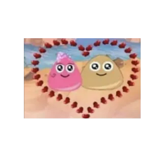 🫂 0db5d377 Pou Pou, love, cute, heart, couple, pink, brown telegram sticker