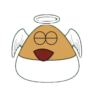 😇 224d2aa2 pou, angel, halo, wings, cartoon telegram sticker
