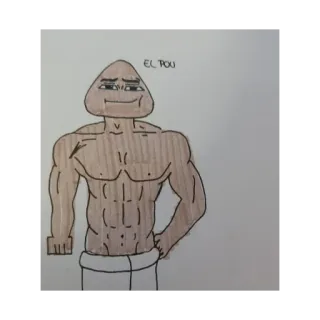 💪 4215a430 EL POU muscle, cartoon, drawing, character, abs, fitness, humor telegram sticker