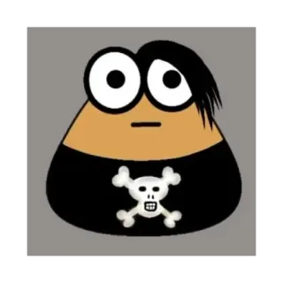 ☠ 6cfec99f Pou pou, skull, bones, cartoon, character, virtual pet telegram sticker