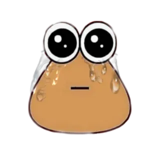 😢 98d0c705 Pou Pou, sweat, anxious, worried, cartoon, meme, blob telegram sticker