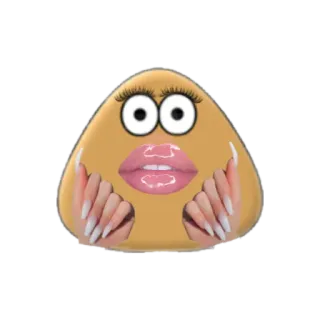 💅 c60a4b33 cartoon, pou, eyes, lips, nails telegram sticker