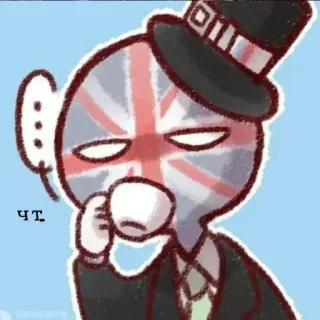 😐 4b875321 ЧТ Regno Unito, Gran Bretagna, Tè, Union Jack, Countryhumans, Personaggio telegram sticker