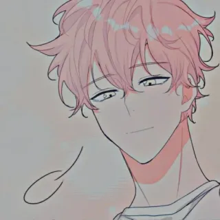 💕 c108dfb6 Anime, Manga, Cartone animato, Ragazzo, Capelli rosa, Illustrazione telegram sticker