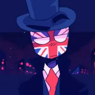 😒 df03f470 Countryhumans, Regno Unito, Union Jack, bandiera, cartone animato, cilindro, Gran Bretagna telegram sticker