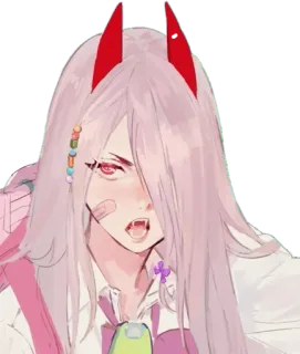 😒 459cb263 Power Chainsaw Man 애니메이션, 만화, 악마, 뿔, 파워, 체인소 맨 telegram sticker