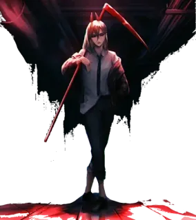 😈 6eff3462 Power Chainsaw Man 애니메이션, 체인소 맨, 파워, 악마, 만화, 낫, 피 telegram sticker