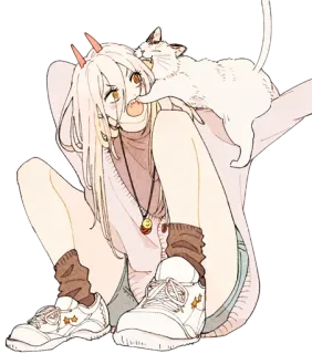 😈 fb3dcf2a Power Chainsaw Man 애니메이션, 만화, 악마, 소녀, 고양이 telegram sticker