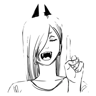 👆 16b4b283 Power Chainsaw Man Anime, Manga, Diabeł, Demon, Rogi, Słodki, Dziewczyna, Kły telegram sticker