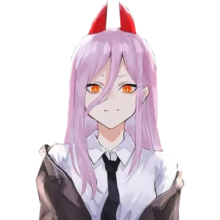 ☺️ 56f8585a Power Chainsaw Man Anime, Demon, Dziewczyna, Czerwone Rogi, Chainsaw Man, Power telegram sticker