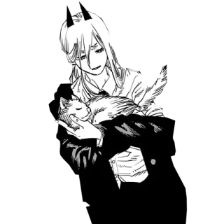 🐈 8269dde8 Power Chainsaw Man Anime, Manga, Diabeł, Dziewczyna, Rogi, Kot telegram sticker