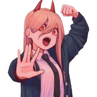 👊 b100a005 Power Chainsaw Man Anime, Demon, Dziewczyna, Postać, Chainsaw Man, Moc telegram sticker