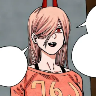 🗯 0c03d85b Power Chainsaw Man Anime, Mangá, Poder, Chainsaw Man, Caçador de demônios, Chifres, Balão de fala telegram sticker