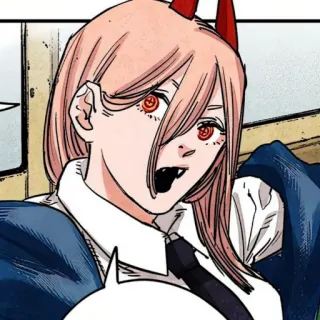 🗯 6a7a61a9 Power Chainsaw Man Anime, Mangá, Diabo, Chifres, Fantasia, Personagem telegram sticker