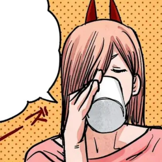 🗯 9a3a7b75 Power Chainsaw Man ズ Anime, Mangá, Diabo, Kawaii, Fofo, Bebida, Garota demônio telegram sticker