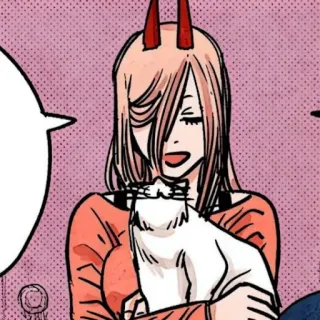 🗯 d99ab7ab Power Chainsaw Man Anime, Mangá, Poder, Chainsaw Man, Demônio, Chifres, Gato telegram sticker