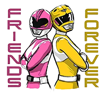 👭 7ff18595 FRIENDS
FOREVER power rangers, friendship, friends, forever, pink ranger, yellow ranger telegram sticker