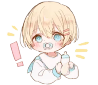🤍 b68683bc Baby, süß, Schnuller, Flasche, Chibi, Säugling, Cartoon, unschuldig telegram sticker