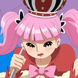 🐰 263adbe0 Perona One Piece Anime, Kreskówka, Różowe włosy, Korona, Perona, One Piece telegram sticker