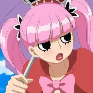 🐰 b97072a7 Perona One Piece Anime, One Piece, Perona, Różowe włosy, Korona telegram sticker