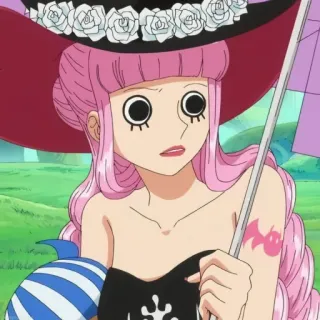 🐰 dd73ae11 Perona One Piece Anime, Kreskówka, Perona, One Piece, Postać, różowe włosy telegram sticker