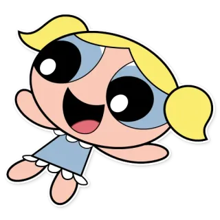 🤩 805aecd9 Bubbles Powerpuff Girls desenho animado, bolhas, menina, voando, super-herói whatsapp sticker
