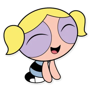 😄 e9b78bf7 Bubbles The Powerpuff Girls desenho animado, animado, menina, fofa, super-herói whatsapp sticker