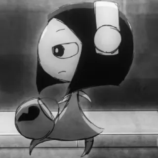 🎧 2f9b0248 Dessin animé, Personnage, Illustration, Noir et blanc, Casque audio telegram sticker