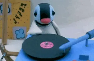 ๐ฟ faca4c6d Pingu penguin, claymation, cartoon, turntable, dj telegram sticker