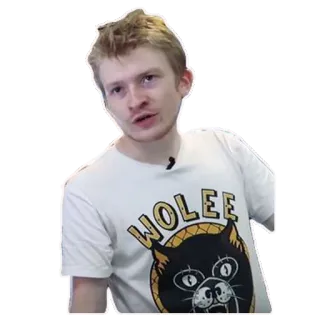 😟 bf992ab3 WOLEE 남자, 티셔츠, 고양이, 인물사진, 미소 telegram sticker